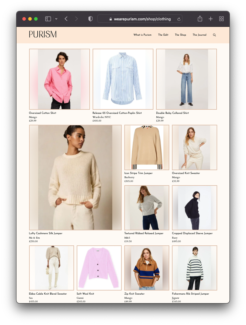 Screenshot of purism shop page.